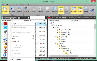 Showing the Total Uninstall context menu in the installed programs module